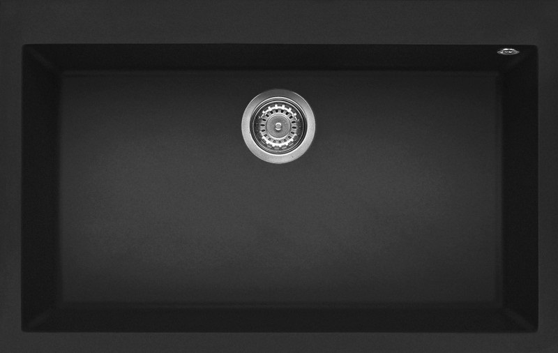 Elleci Quadra 130 Lavello da Incasso 1 Vasca 79x50 cm in Granitek Nero - Installazione Sopratop