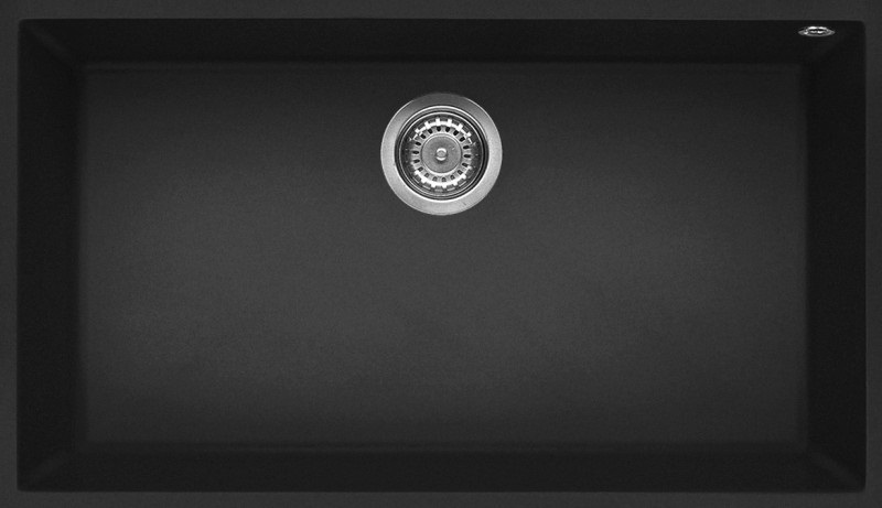Elleci Quadra 130 Lavello da Incasso Sottotop 1 Vasca 76x44 cm in Granitek Nero