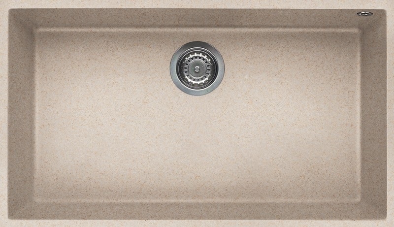Elleci Quadra 130 Lavello Sottotop 1 Vasca 76x44 cm in Granitek Avena con Sifone Salvaspazio
