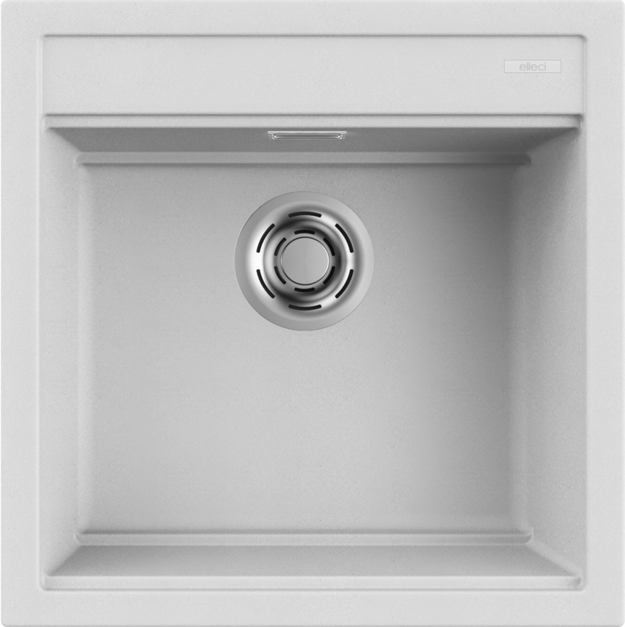 Elleci Best 104 Lavello da Incasso Quadrato 51x51 cm in Granitek Bianco - 1 Vasca
