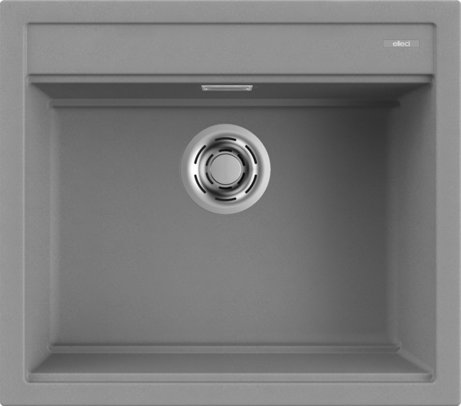 Elleci BEST 105 Lavello montato su piano Rettangolare in Granitek Cemento, 1 Ciotola, 57x51 cm