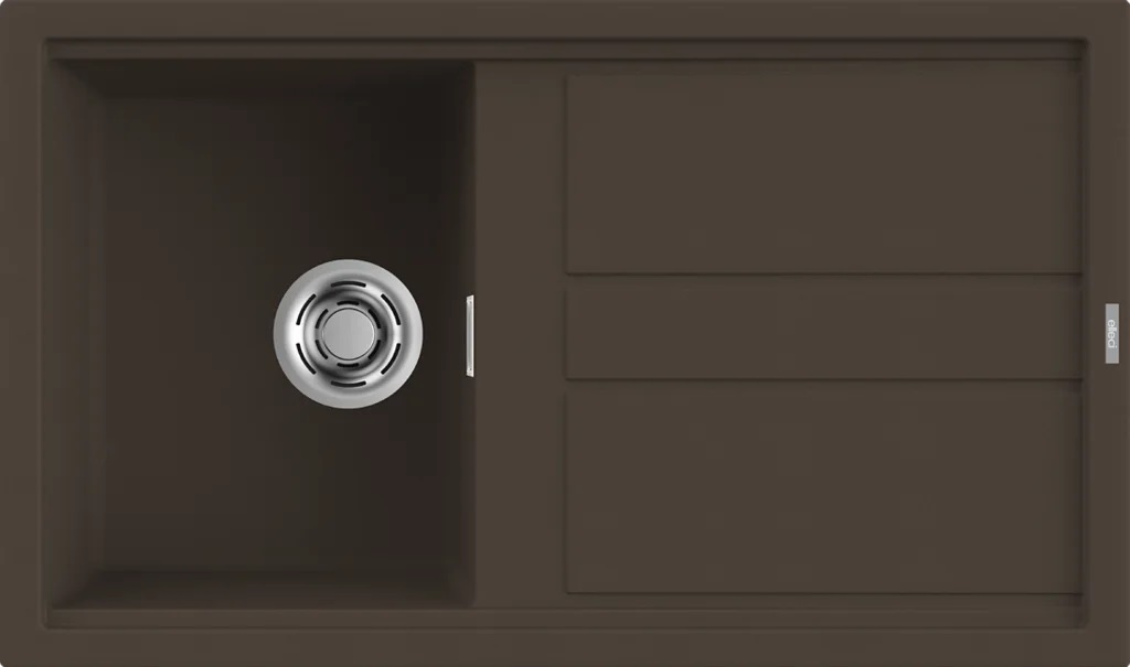 Elleci LGB40078 Lavello 1 Vasca con Gocciolatoio Reversibile Sopratop 86 x 51 cm Granitek Espresso