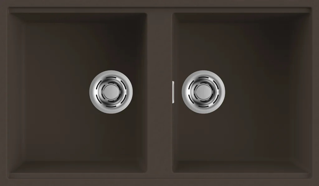 Elleci Best 450 Lavello Sottopiano 2 Vasche 836 x 488 mm Granitek Matt Espresso