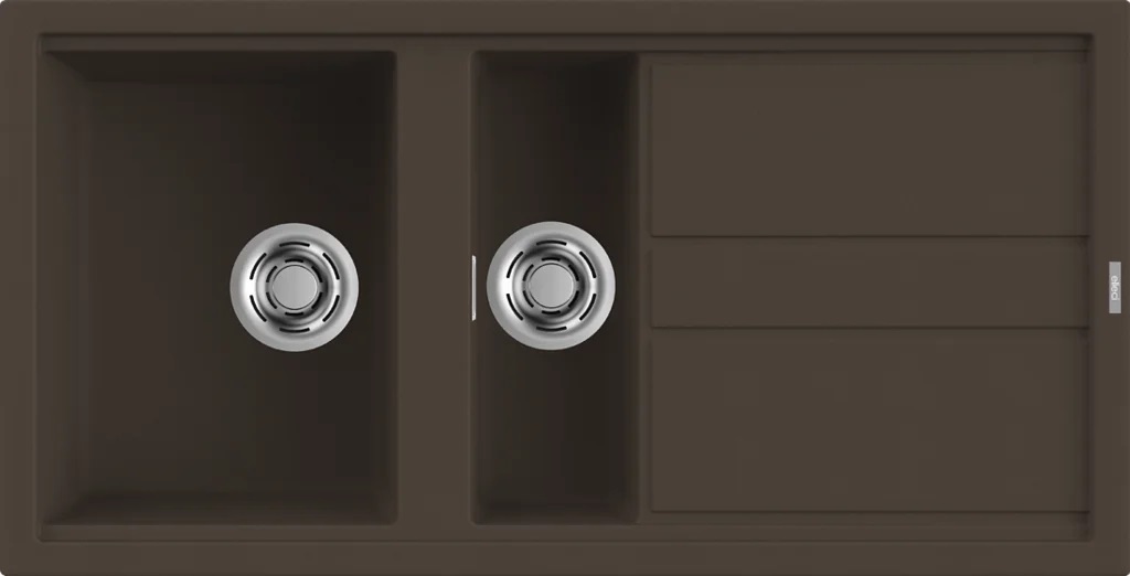 Elleci Best 475 Lavello 1 Vasca e 1/2 con Gocciolatoio Reversibile 100 x 51 cm Granitek Espresso