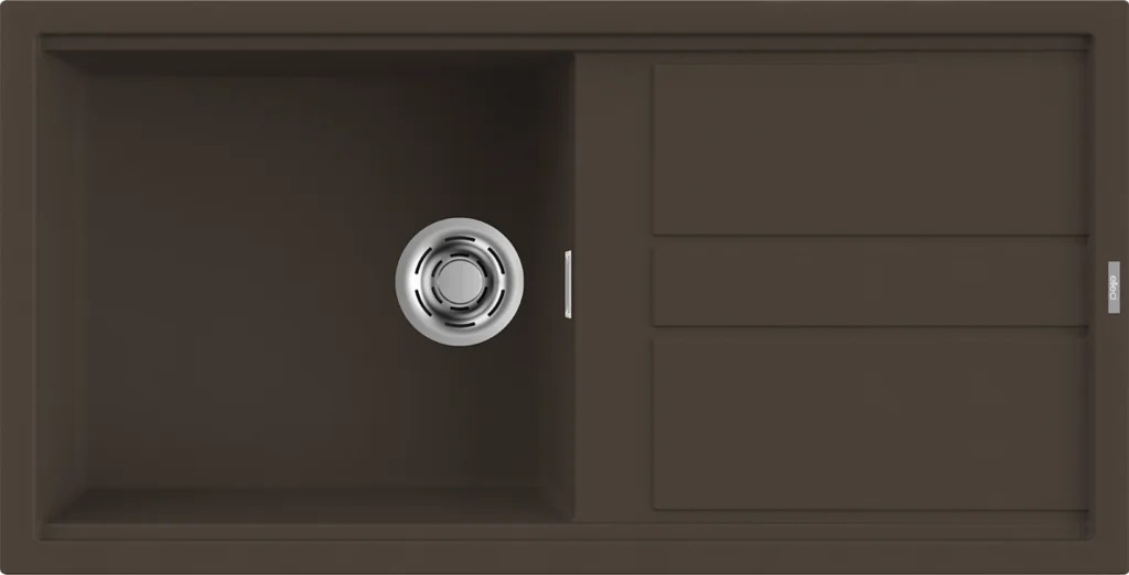 Elleci Best 480 Lavello da Incasso 1 Vasca con Gocciolatoio Reversibile 100x51 cm Granitek Espresso