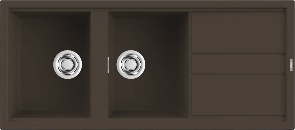 Elleci Best 500 Lavello 2 Vasche Reversibile con Gocciolatoio 116 x 51 cm in Granitek Espresso