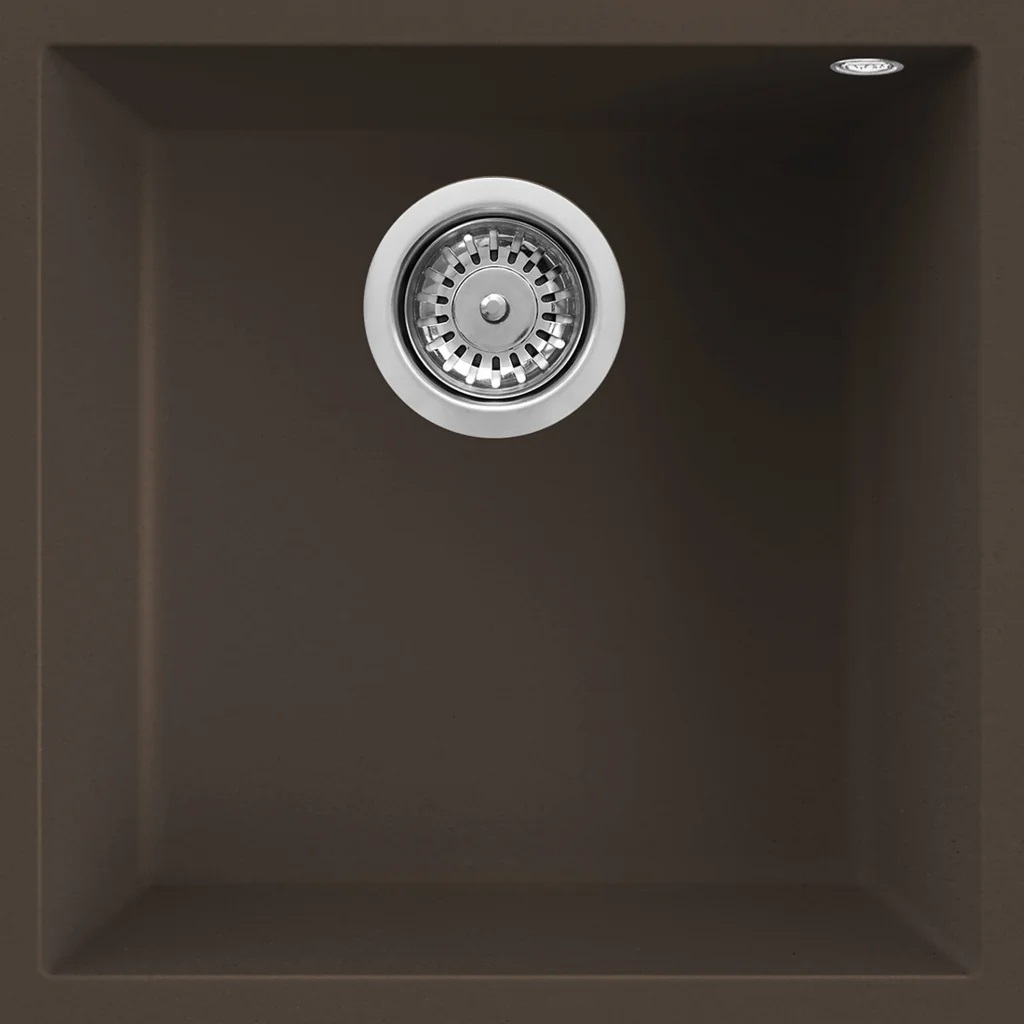 Elleci Quadra 102 Lavello da Incasso Sottotop 1 Vasca 44x44 cm Granitek Espresso