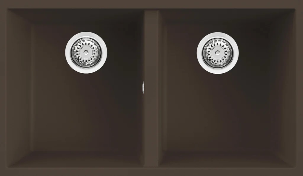 Elleci Quadra 350 Sottotop Lavello da Incasso 2 Vasche 76x43,5 cm Granitek Espresso