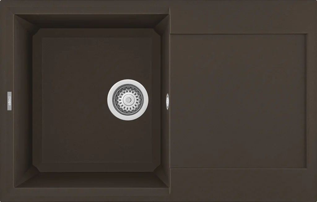 Elleci Easy 300 Lavello 1 Vasca con Gocciolatoio Reversibile 79x50 cm Granitek Espresso