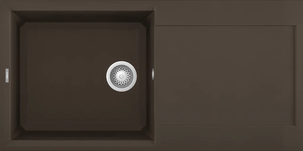 Elleci Easy 480 Lavello 1 Vasca con Gocciolatoio Reversibile 100x50 cm in Granitek Espresso