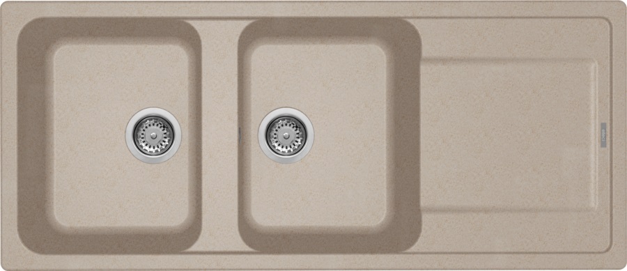Elleci LG250051 Life 500 Lavello da Incasso 2 Vasche Reversibile con Gocciolatoio in Granitek Avena 51 - Dimensioni 116x50 cm