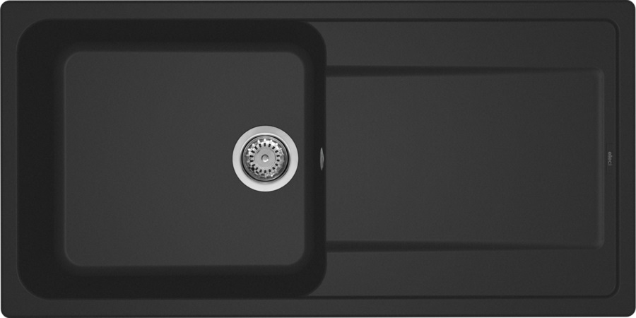 Elleci LIFE 480 Lavello da Cucina 1 Vasca Reversibile con Gocciolatoio, 1000 x 500 mm, Granitek Nero