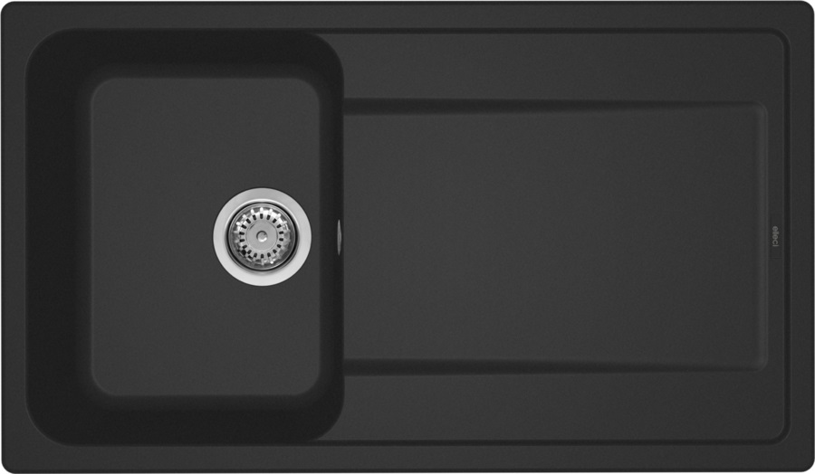 Elleci LIFE 400 Lavello da Incasso 1 Vasca con Gocciolatoio Reversibile in Granitek Nero - 86x50 cm