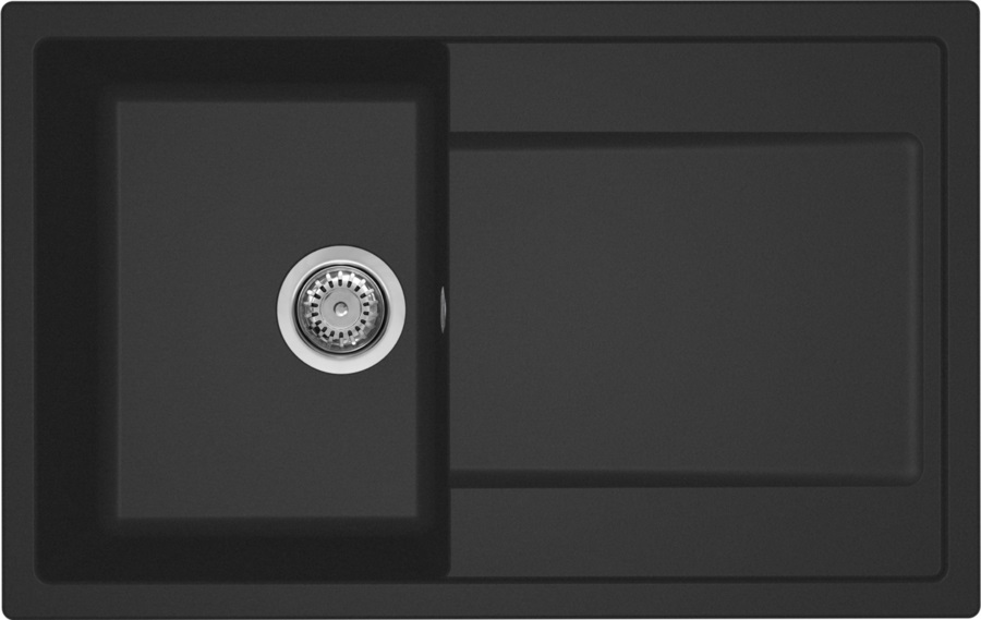 Elleci LIFE 300 Lavello da Incasso 1 Vasca con Gocciolatoio 79x50 cm in Granitek Nero