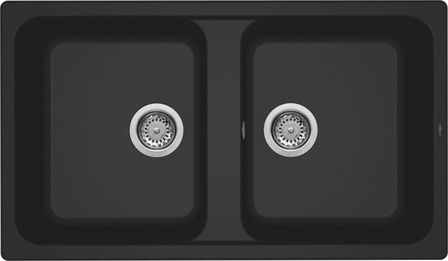 Elleci LG245040 Lavello da Incasso 2 Vasche 86 x 50 cm in Granitek Nero 40 - Serie Life 450