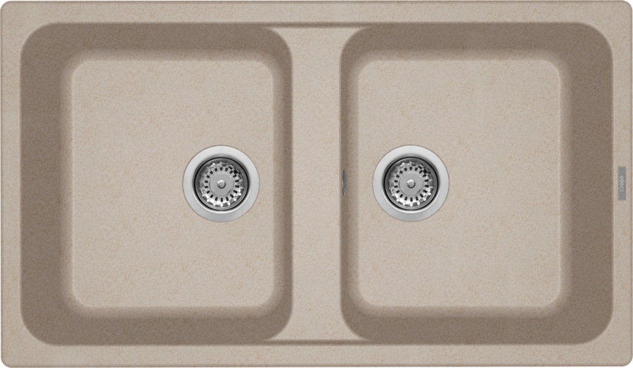 Elleci LIFE 450 Lavello Cucina 2 Vasche Montato su Piano Rettangolare in Granitek Avena 51