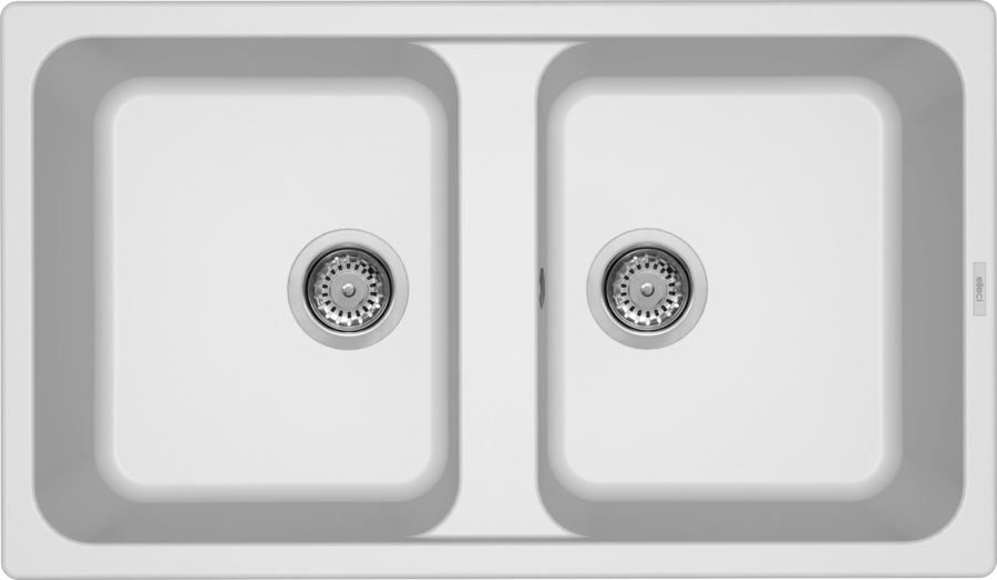 Elleci Life 450 Lavello Montato su Piano Rettangolare in Granitek Bianco - 2 Vasche 860 x 500 mm