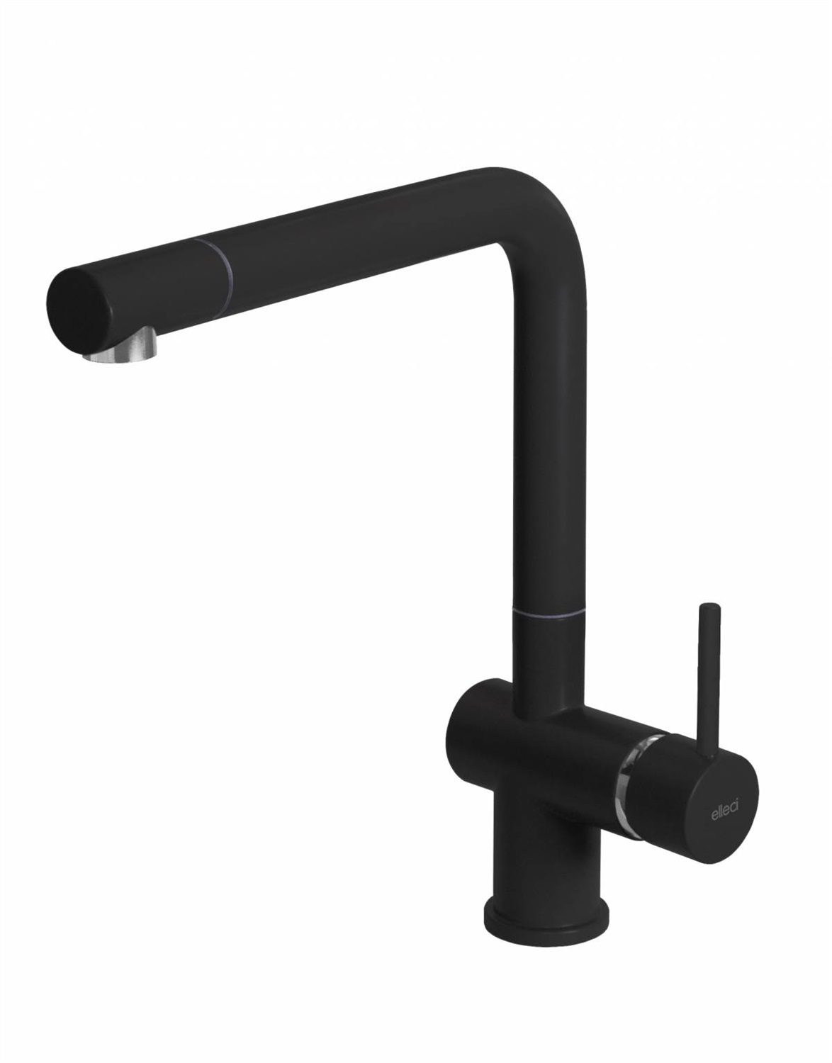 Elleci MKKSTR86 Miscelatore Monocomando Stream in Keratek Plus Nero con Canna Girevole