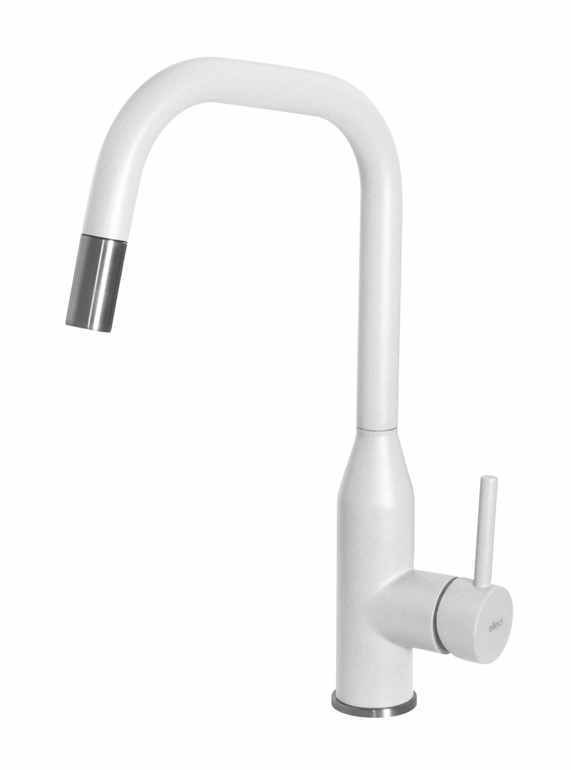 Elleci Miscelatore Monocomando Cucina Dora Plus con Canna Girevole e Doccetta Estraibile in Keratek Plus Bianco Assoluto - MKKDRP96