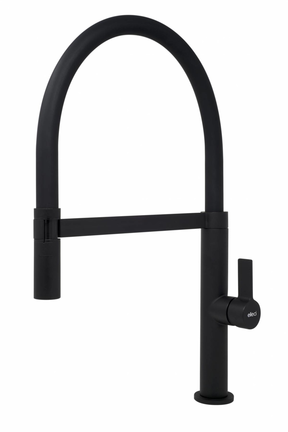 Elleci Wave Miscelatore Monocomando Black Matt con Canna Alta Girevole e Doccetta Estraibile