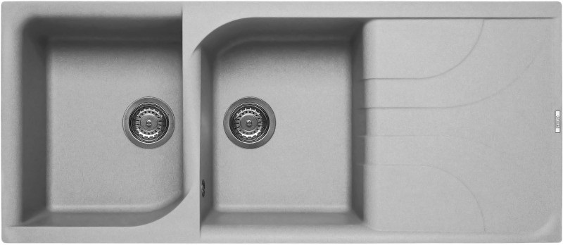 Elleci Ego 500 Lavello Incasso 2 Vasche 116 x 50 cm in Metaltek Aluminium con Gocciolatoio Reversibile