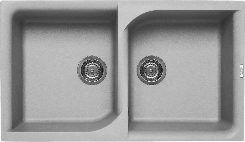 Elleci Ego 450 Lavello Incasso 86 x 50 cm in Metaltek Alluminio con 2 Vasche e Accessori Inclusi