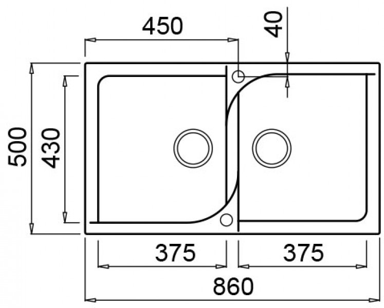 Elleci Ego 450 Lavello Incasso 86 x 50 cm in Metaltek Alluminio con 2 Vasche e Accessori Inclusi