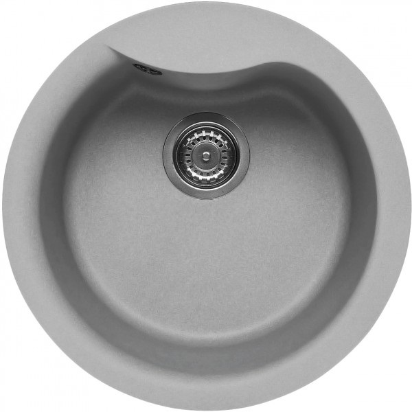 Elleci Ego Round Lavello rotondo 48,5 cm in Metaltek e Granitek Alluminio, 1 vasca, installazione sopratop/incasso