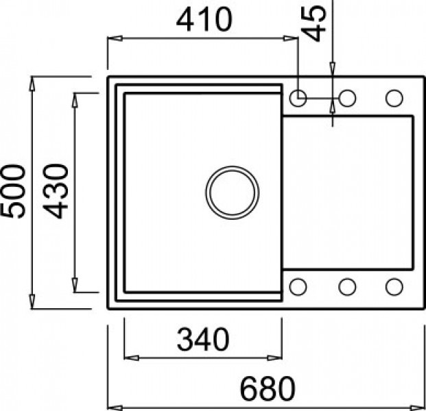 Elleci Lavello Incasso 1 Vasca 68x50 cm Granitek Aluminium con Gocciolatoio Reversibile - Easy 135