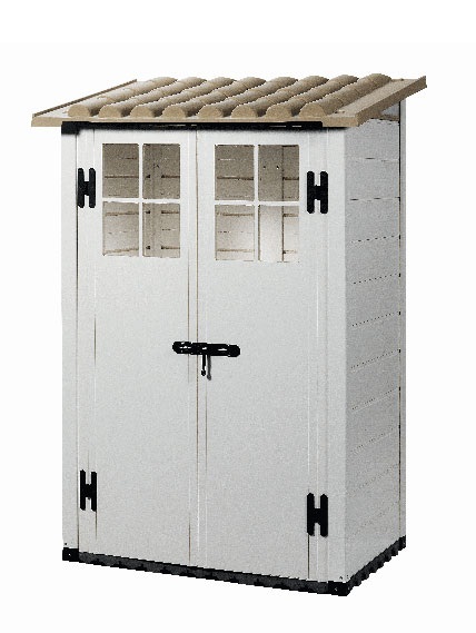 Garofalo Casetta da Giardino Tuscany Evo 100 Beige in PVC - Doppia Porta con Finestre, 1,32 m², Tetto Inclinato, Dimensioni 139x95x201 cm