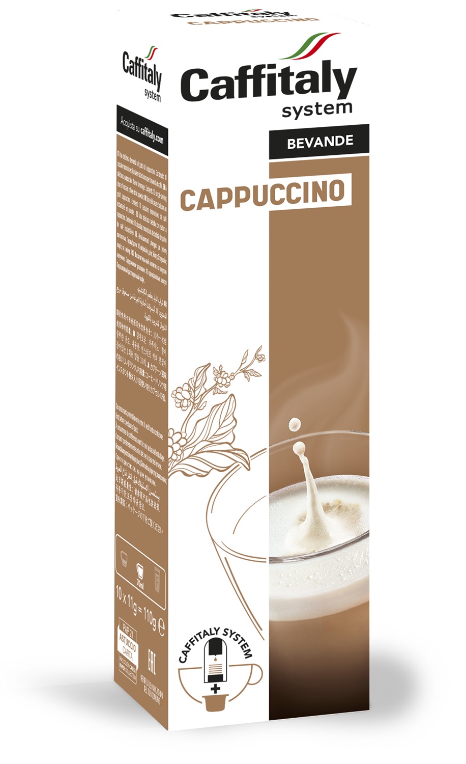 Caffitaly Cappuccino Capsule di Caffè - 10 Capsule da 11 g con Latte Intero e Caffè Istantaneo
