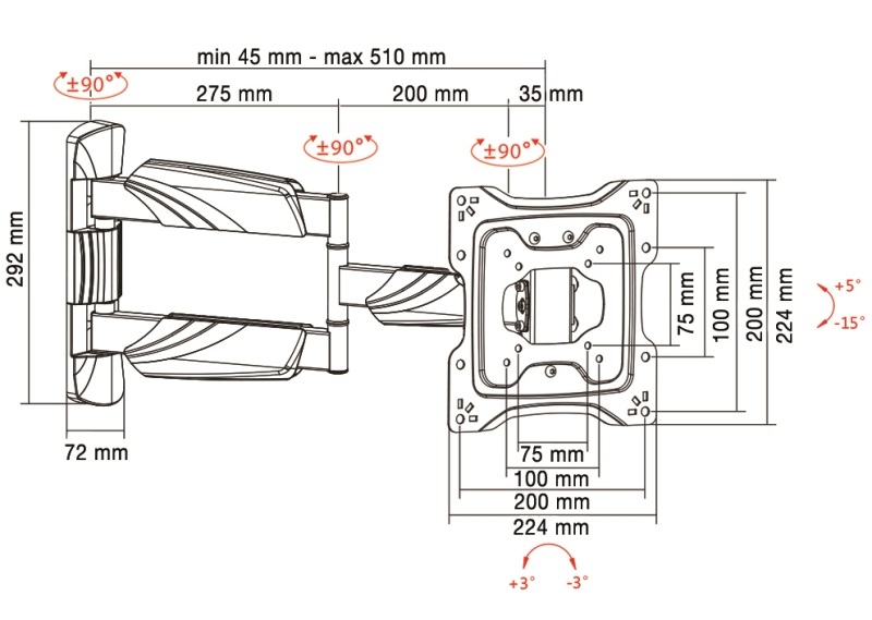 Munari SP712 Supporto TV a Muro Orientabile per Televisori da 32