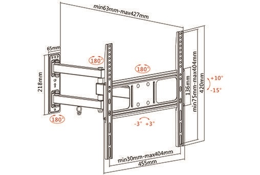 Munari SP 339 Supporto TV Braccio a muro per Televisori 32