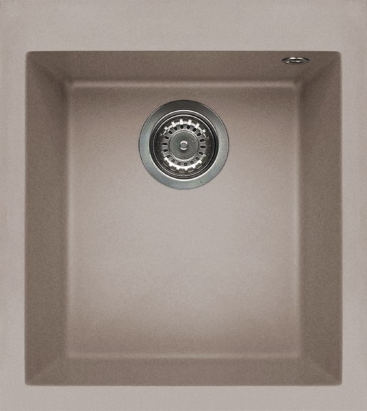 Elleci Lavello da Incasso Quadra 100 - 1 Vasca 41x50 cm in Granitek Tortora con Sifone Salvaspazio e Accessori Inclusi