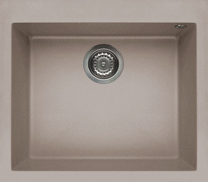 Elleci Quadra 105 Lavello da Incasso 1 Vasca 57x50 cm in Granitek Tortora con Sifone Salvaspazio e Accessori Inclusi