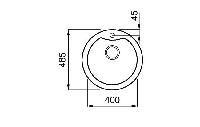 Elleci Ego Round Lavello Composito 48,5 cm 1 Vasca Tonda Granitek Nero 40