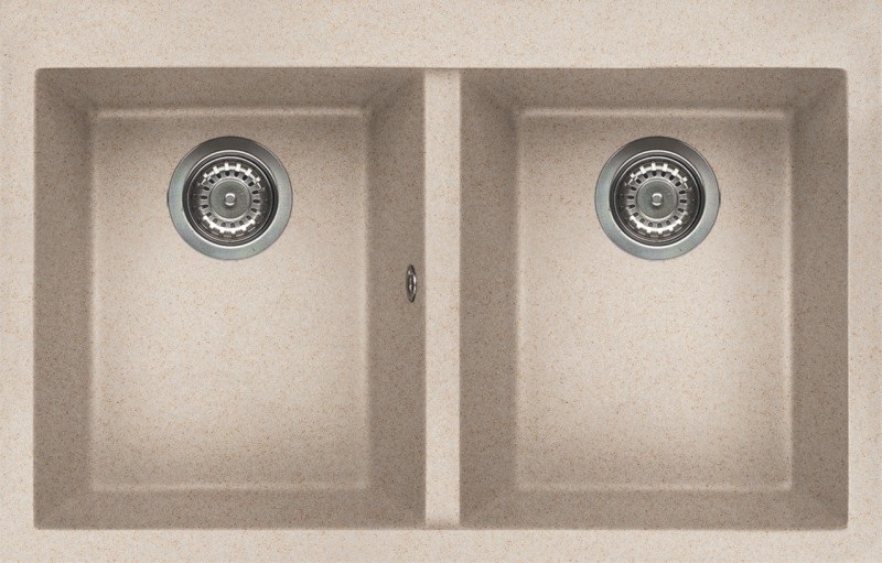 Elleci Quadra 350 Lavello Incasso 2 Vasche 79x50 cm in Granitek Avena
