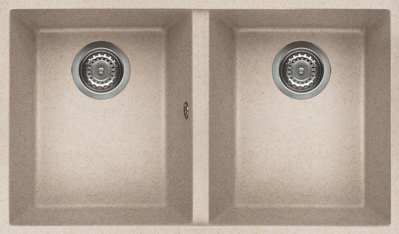 Elleci Quadra 350 Lavello sottopiano Rettangolare in Granitek Avena, 2 Vasche, 760x435 mm