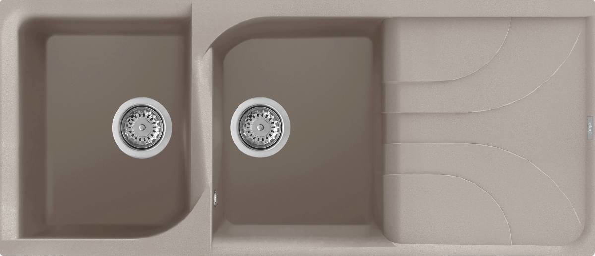 Elleci Ego 500 Lavello 2 Vasche 116x50 cm in Granitek Tortora con Gocciolatoio Reversibile