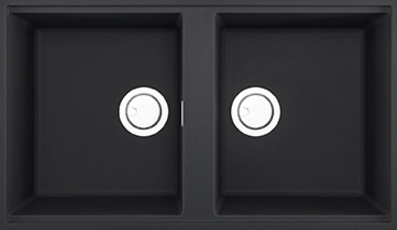 Elleci Lavello Sottotop Best 450 - 2 Vasche 836 x 488 mm in Granitek Antracite
