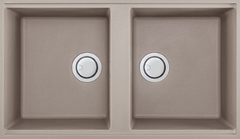 Elleci Lavello Sottotop Best 450 - 2 Vasche, 836 x 488 mm, Granitek Tortora, Modello LGB45043BSO