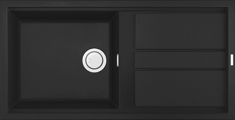 Elleci Best 480 Lavello Incasso 1 Vasca 100x51 cm Granitek Nero con Gocciolatoio Reversibile