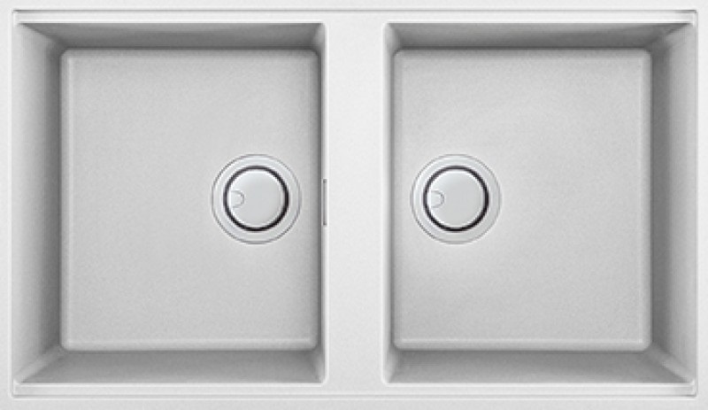 Elleci Best 450 Sottotop Lavello Sottopiano Rettangolare 2 Vasche in Granitek Bianco LGB45068BSO