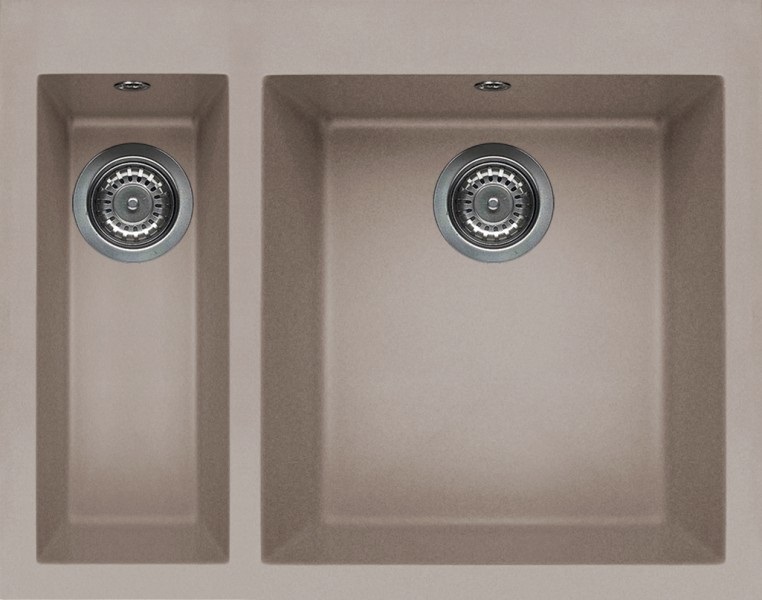 Elleci Quadra 150 Lavello da Incasso 2 Vasche 59x50 cm in Granitek Tortora - Design Contemporaneo
