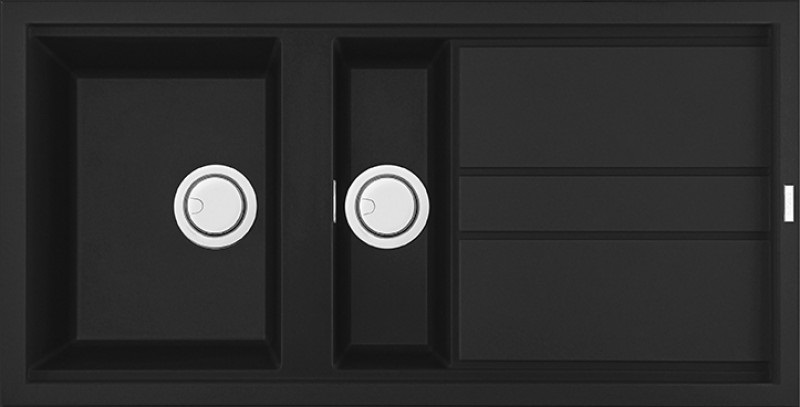 Elleci Best 475 Lavello da Incasso 100 x 51 cm in Granitek Nero - 1 Vasca e Mezza con Gocciolatoio Reversibile