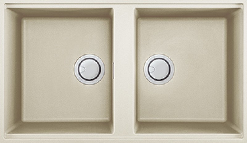 Elleci Best 450 Sottotop Lavello 2 Vasche Rettangolare in Granitek Bianco Antico LGB45062BSO - 836x488 mm