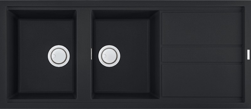 Elleci Best 500 LGB50059 Lavello da Incasso 2 Vasche con Gocciolatoio Reversibile in Granitek Antracite - Dimensioni 116x51 cm