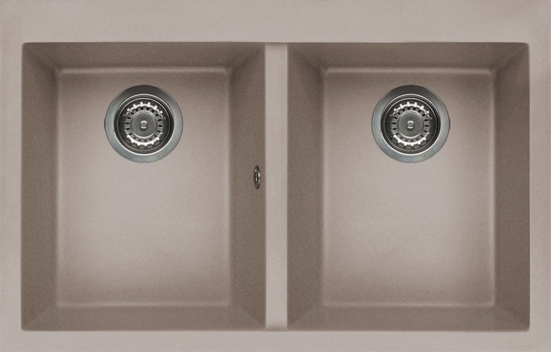 Elleci Quadra 350 Lavello da Incasso 2 Vasche 79x50 cm in Granitek Tortora