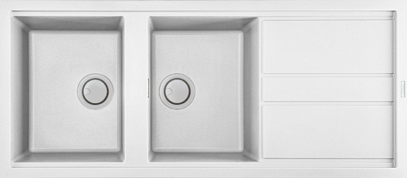Elleci Best 500 Lavello Incasso 2 Vasche 116x51 cm Gocciolatoio Reversibile Granitek Bianco LGB50068