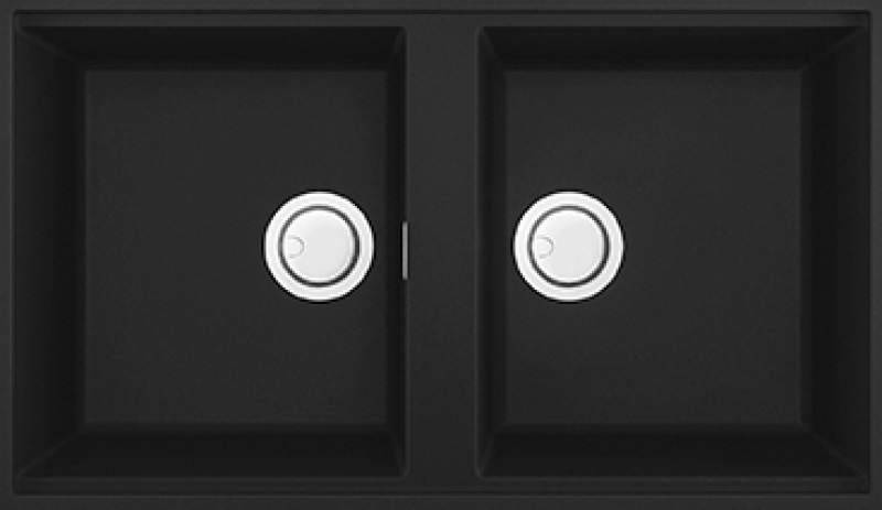 Elleci Lavello Sottotop Best 450 LGB45040BSO - 2 Vasche, Granitek Nero, 836 x 488 mm, Bordo Salva Goccia